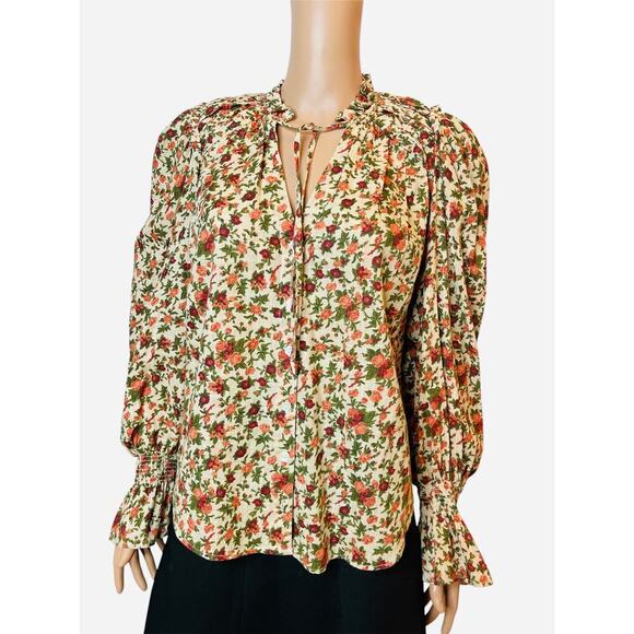 Free People Meant to Be Floral Cotton Long sleeve blouse size XSmall - Picture 3 of 12